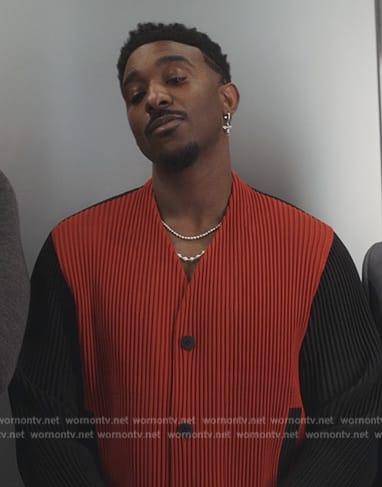 Jazz's red and black ribbed jacket on Bel-Air