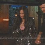 Jenn Tran’s black embellished blazer dress on The Bachelorette