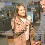 Jenn Tran’s beige jacket and boots on The Bachelorette