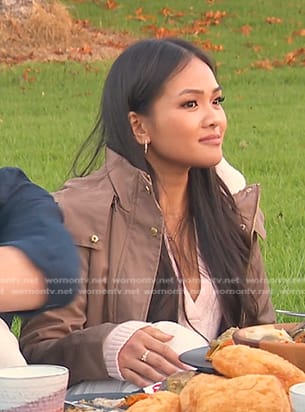 Jenn Tran’s beige jacket