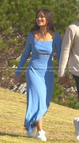 Jenn Tran's blue cutout dress on The Bachelorette