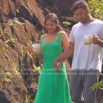 Jenn Tran’s green side slit maxi dress on The Bachelorette