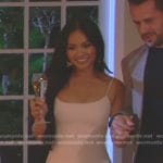 Jenn Tran’s pink fringed mini dress on The Bachelorette