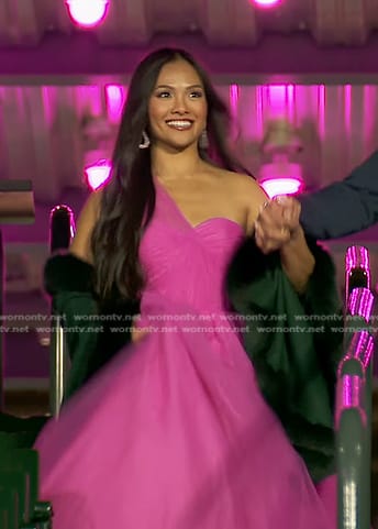 Jenn Tran's pink one-shoulder tulle gown on The Bachelorette