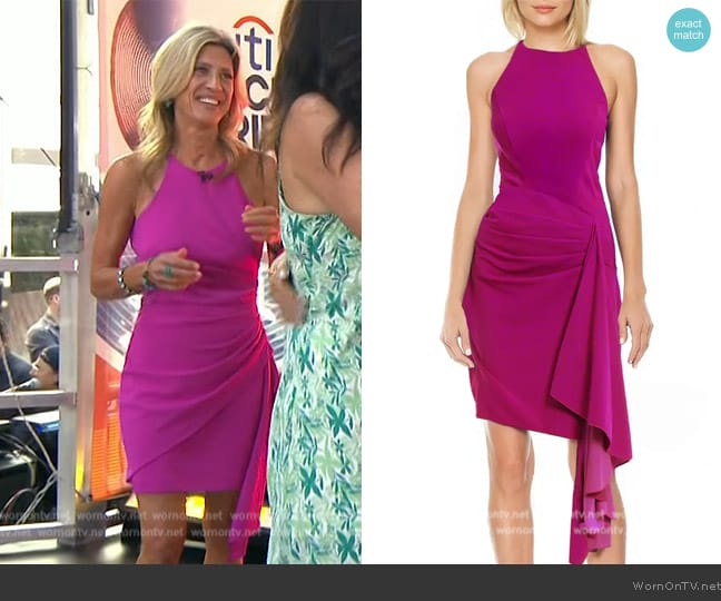 Jewel Badgley Mischka Drape Detail Halter Neck Cocktail Dress worn by Jane Lorenzini on Today