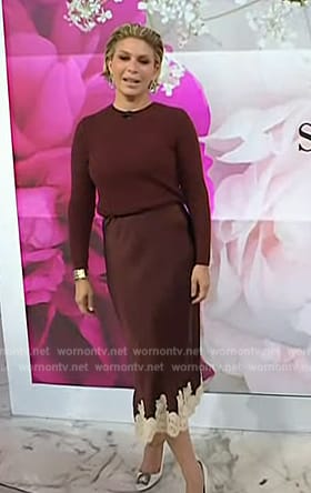 Jill Martin’s burgundy lace trim skirt on Today