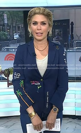 Jill's navy embroidered blazer on Today