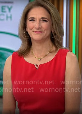 Jill Schlesinger's red sheath dress on CBS Mornings