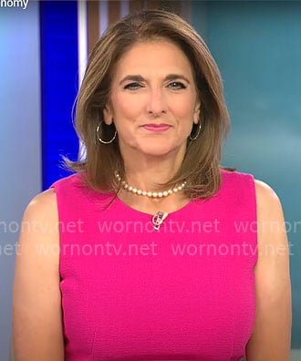Jill Schlesinger's pink sleeveless dress on CBS Mornings