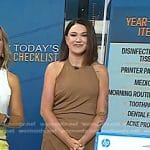 Joanie Demer’s brown gathered halter neck dress on Today