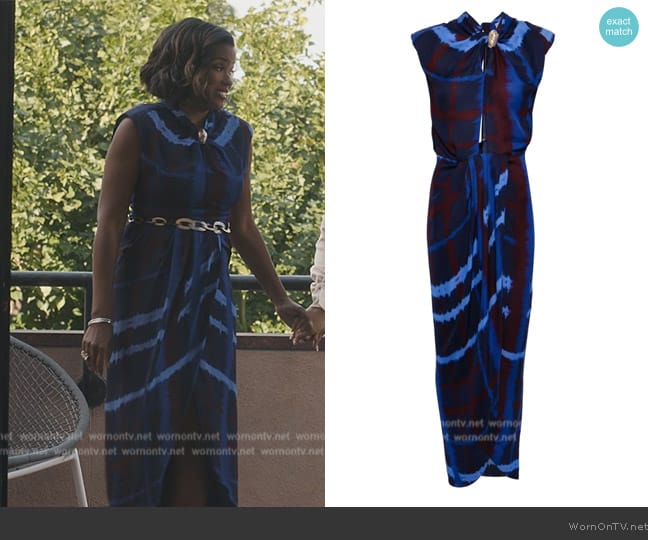 Johanna Ortiz Inspiring Vistas silk maxi dress worn by Vivian Banks (Cassandra Freeman) on Bel-Air