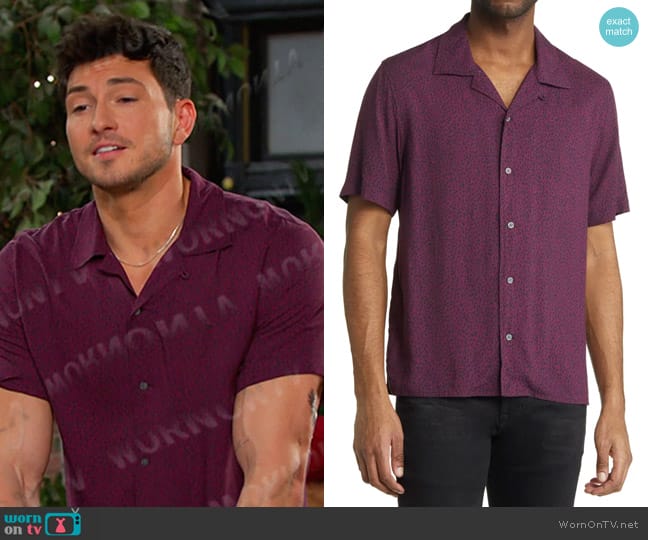 John Varvatos Danny Print Short Sleeve Camp Shirt worn by Alexander Kiriakis (Robert Scott Wilson) on Days of our Lives