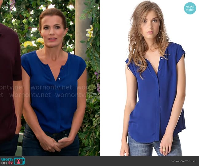 Joie Dimante Top in Peruvian Blue worn by Chelsea Lawson (Melissa Claire Egan) on The Young and the Restless