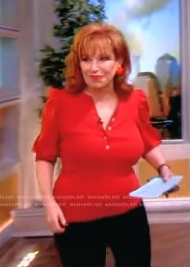 Joy’s red puff sleeve top on The View