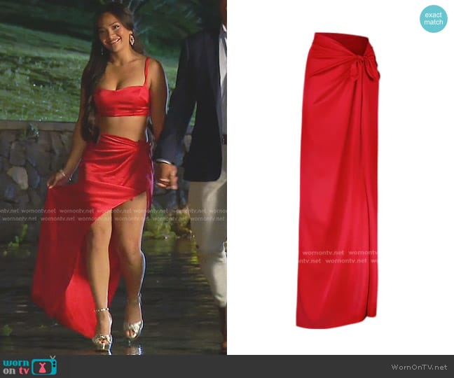 Joy Cioci Shelly Maxi Tie Skirt worn by Jenn Tran on The Bachelorette