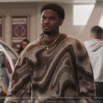 JR’s abstract print sweater on All American Homecoming