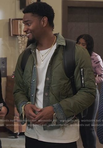 JR's green satin denim trim jacket on All American Homecoming