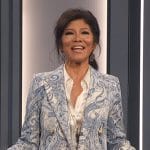 Julie’s blue paisley print blazer on Big Brother