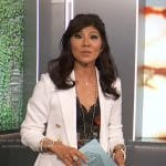 Julie Chen’s black floral print cami and white blazer on Big Brother