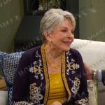 Julie’s navy embroidered jacket on Days of our Lives