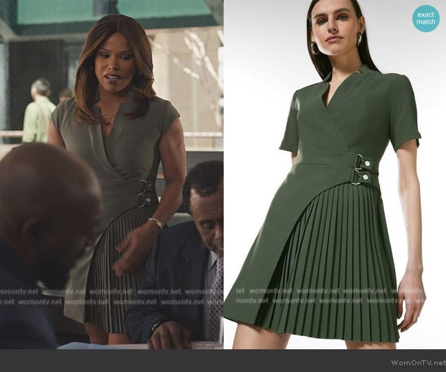 Karen Millen Tailored Military Pleat Notch Neck Wrap Mini Dress worn by Erika (Diandra Lyle) on Bel-Air