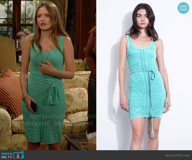 Karina Grimaldi Giulia Dress in Tiffany Blue worn by Faith Newman (Reylynn Caster) on The Young and the Restless