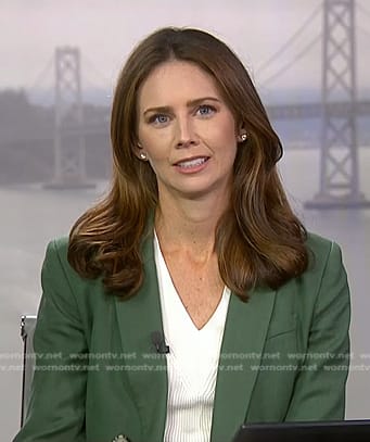 Kate Rooney's green blazer on NBC News Daily