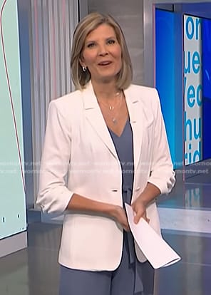 Kate's white ruched sleeve blazer on NBC News Daily