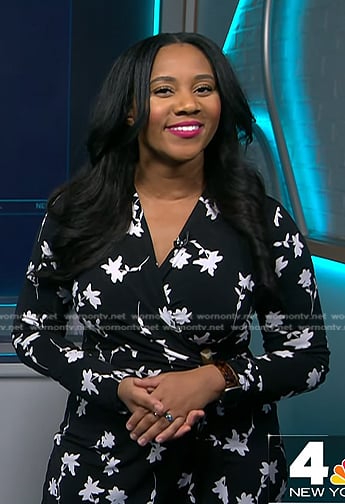 Kay Angrum’s black floral wrap dress on NBC News Daily