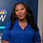 Kay Angrum’s blue roll up sleeve dress on NBC News Daily