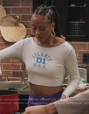 Keisha's white Atlanta crop top on All American Homecoming