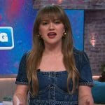 Kelly’s denim belted peplum dress on The Kelly Clarkson Show