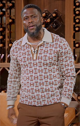 Kevin Hart's printed polo sweater on Hart to Heart