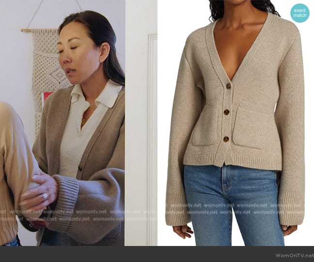 Khaite Scarlet Cardigan worn by Katie Ginella on The Real Housewives of Orange County