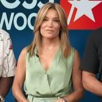 Kit’s green wrap top and shorts on Access Hollywood