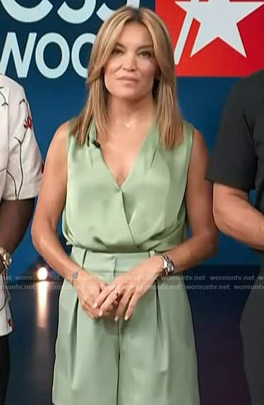 Kit's green wrap top and shorts on Access Hollywood