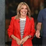 Kit’s red ruched sleeve blazer on Access Hollywood