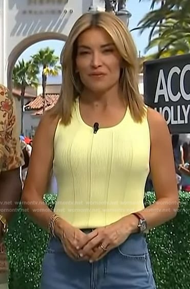 Kit's yellow ribbed tank on Access Hollywood