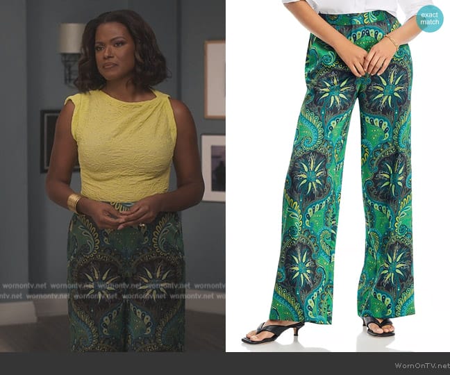 Kobi Halperin Jade Paisley Print Pants worn by Vivian Banks (Cassandra Freeman) on Bel-Air