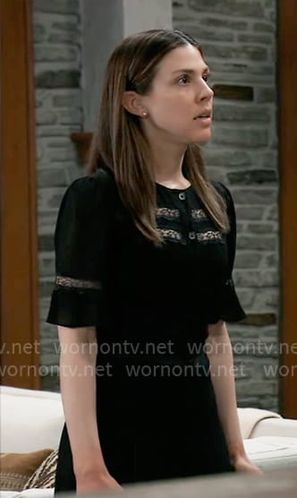 Kristina's black lace inset dress on General Hospital