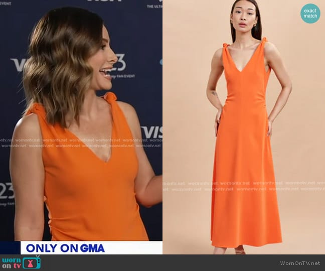 La Ligne Chrissy Dress in Orange worn by Rebecca Jarvis on Good Morning America