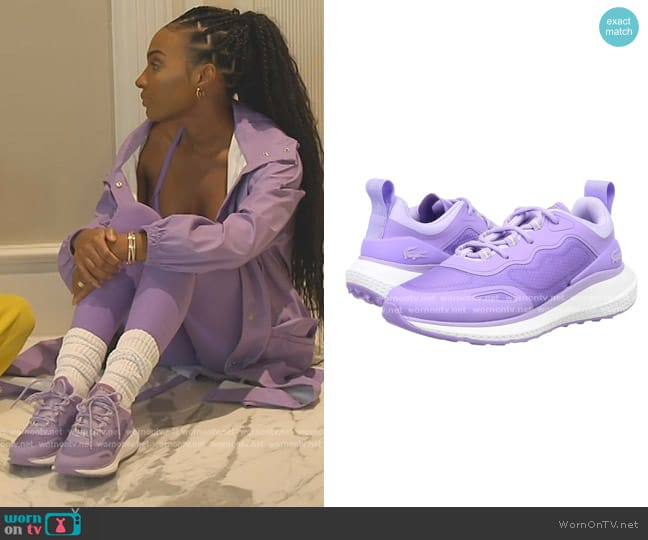 Lacoste Active 4851 Sneakers in Purple/White worn by Lesa Milan (Lesa Milan) on The Real Housewives of Dubai