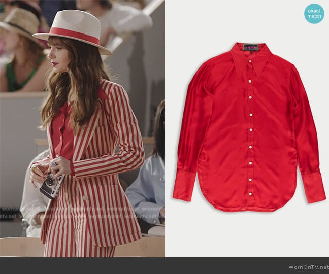 Lafetiche Tasha Silk Shirt worn by Emily Cooper (Lily Collins) on Emily in Paris