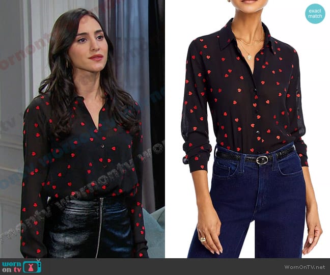 L'Agence Laurent Shirt in Red/Black worn by Gabi Hernandez (Cherie Jimenez) on Days of our Lives