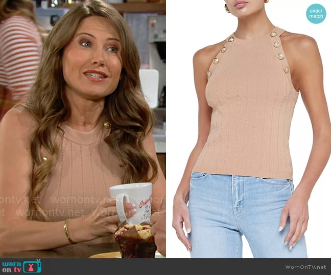 L'Agence Rosemary Top in Toffee worn by Heather Stevens (Vail Bloom) on The Young and the Restless