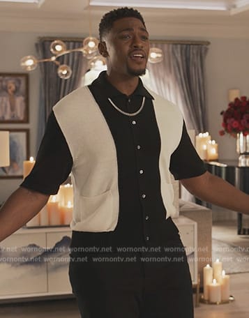 La Marcus's black and white colorblock shirt on Bel-Air