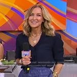 Lara’s blue striped mini skirt on Good Morning America