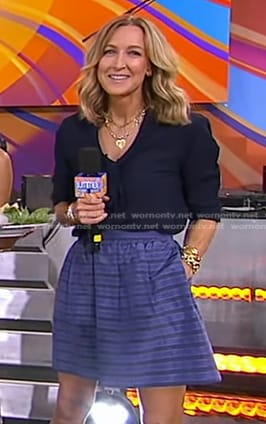 Lara's blue striped mini skirt on Good Morning America