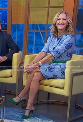 Lara’s green satin mules on Good Morning America