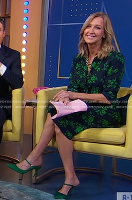 Lara’s green satin mules on Good Morning America